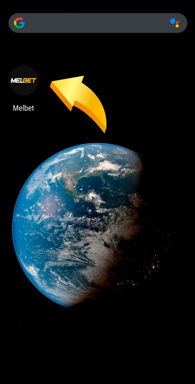 Open application downloaded from the official Melbet website.