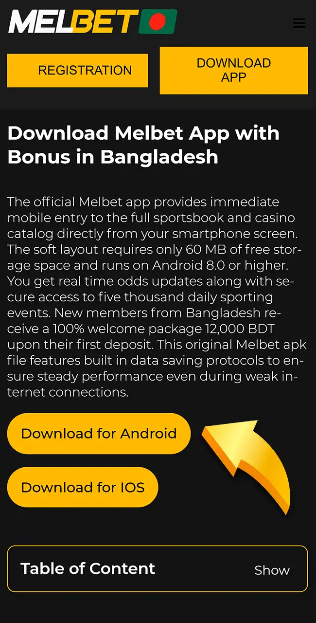 Open the official Melbet website to start.