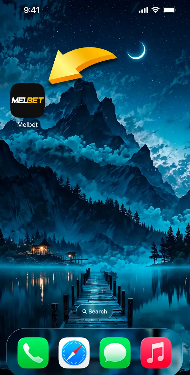 Start the app linked to the Melbet website.