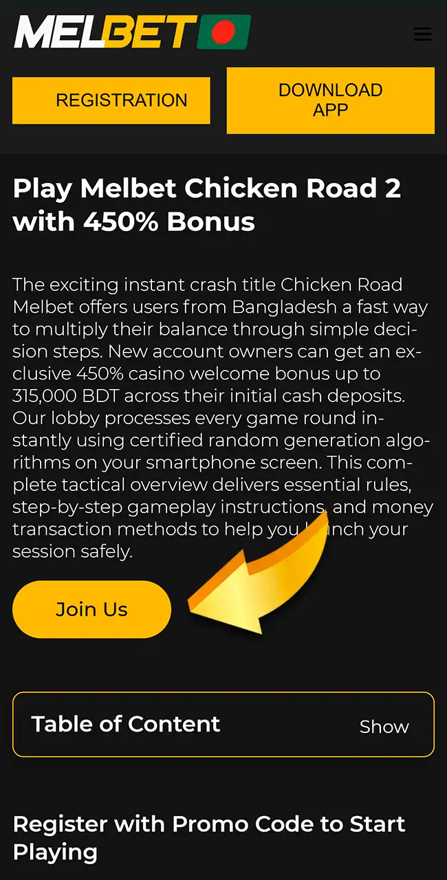 Open the setup window on the Melbet website.