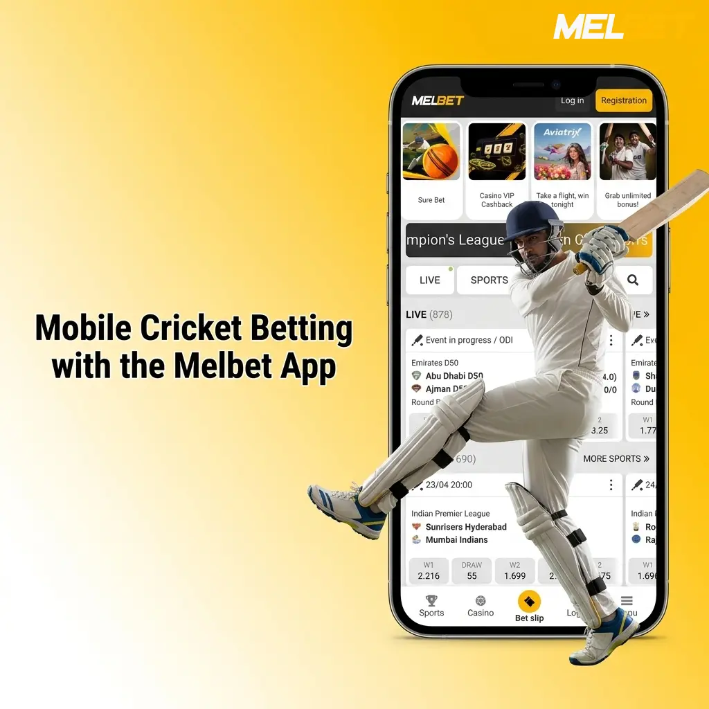 Melbet mobile app for cricket betting on Android and iOS