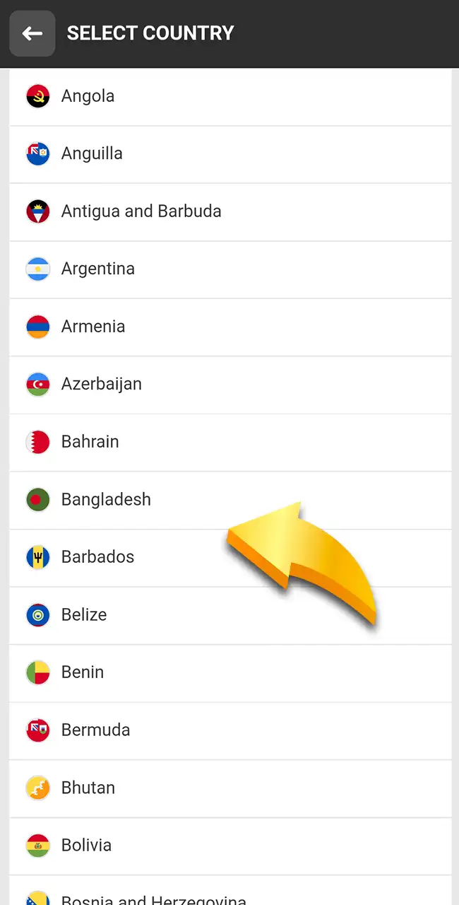 Pick your country on the official Melbet website.
