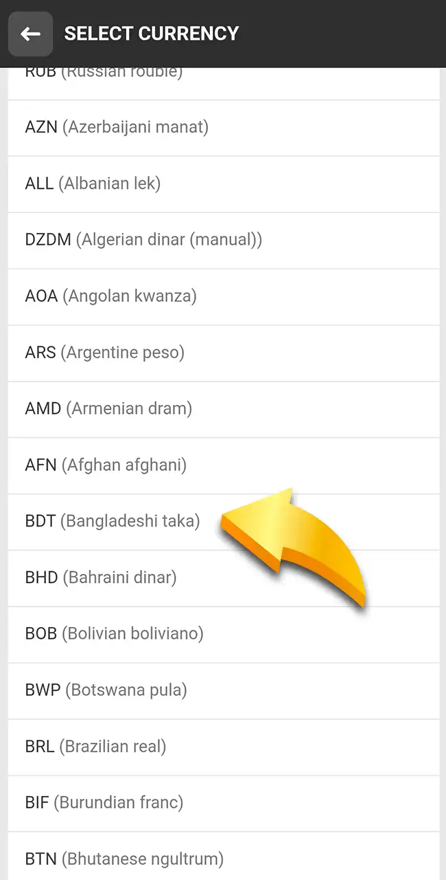 Select your account currency on the Melbet website.